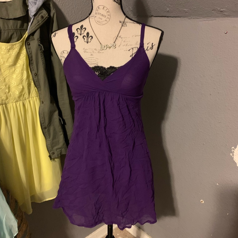 Sheer purple lingerie